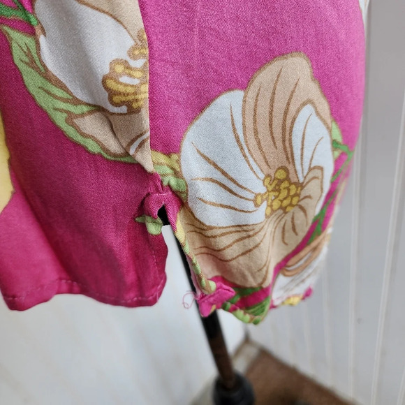NWT Cynthia Rowley Womens Tank Top Womens Floral Loose Pink Tan White Rayon Sz M - Picture 6 of 11